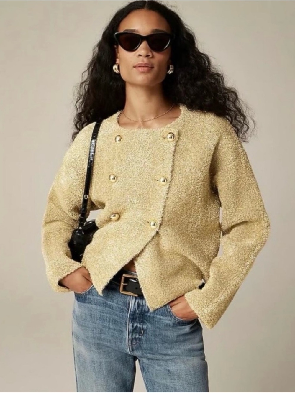 J. Crew Women’s Oversized Double Faced Gold Metallic Jacket Size Small NWT